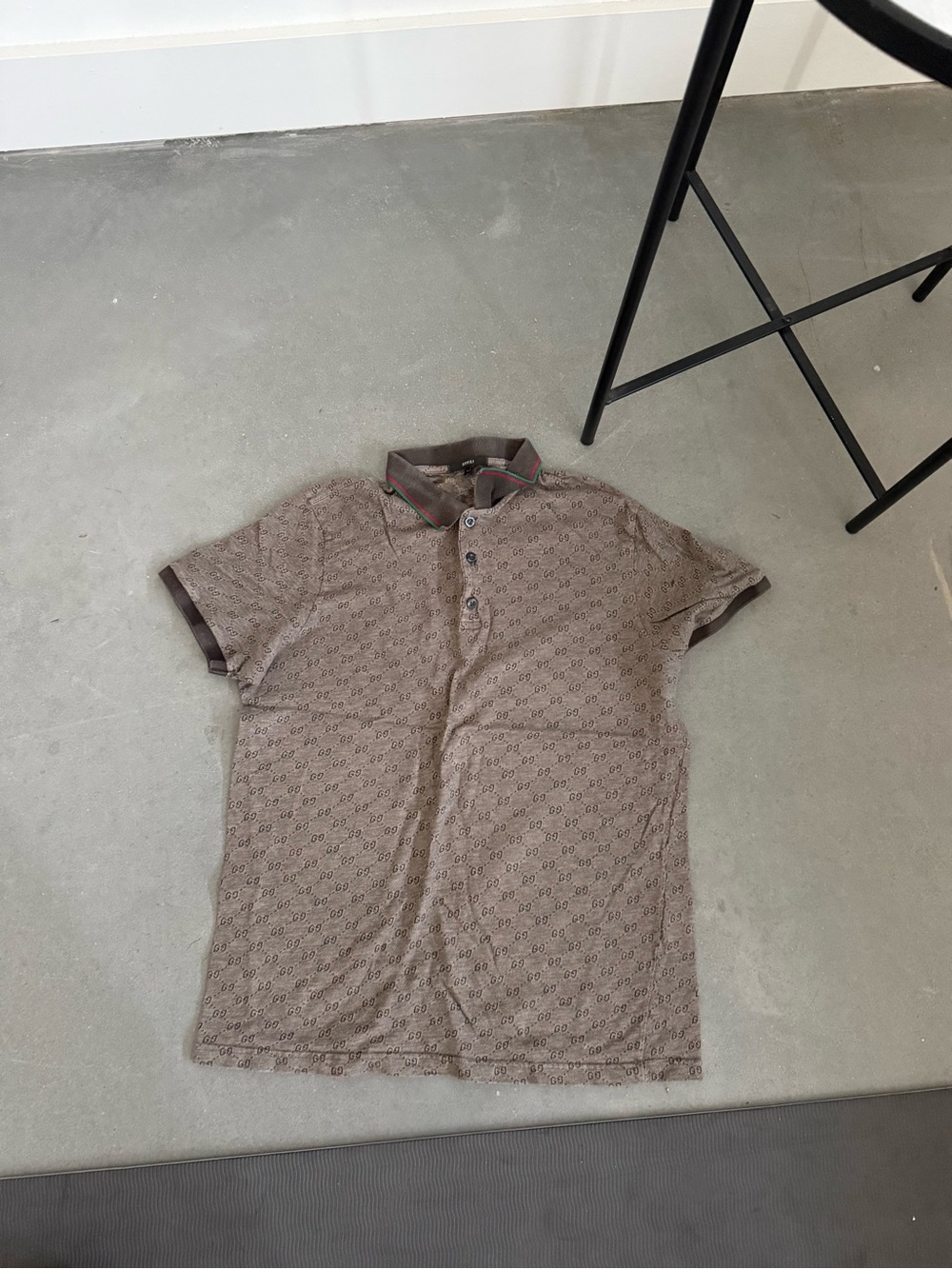 Gucci Brown Monogram Polo with Contrast Trim